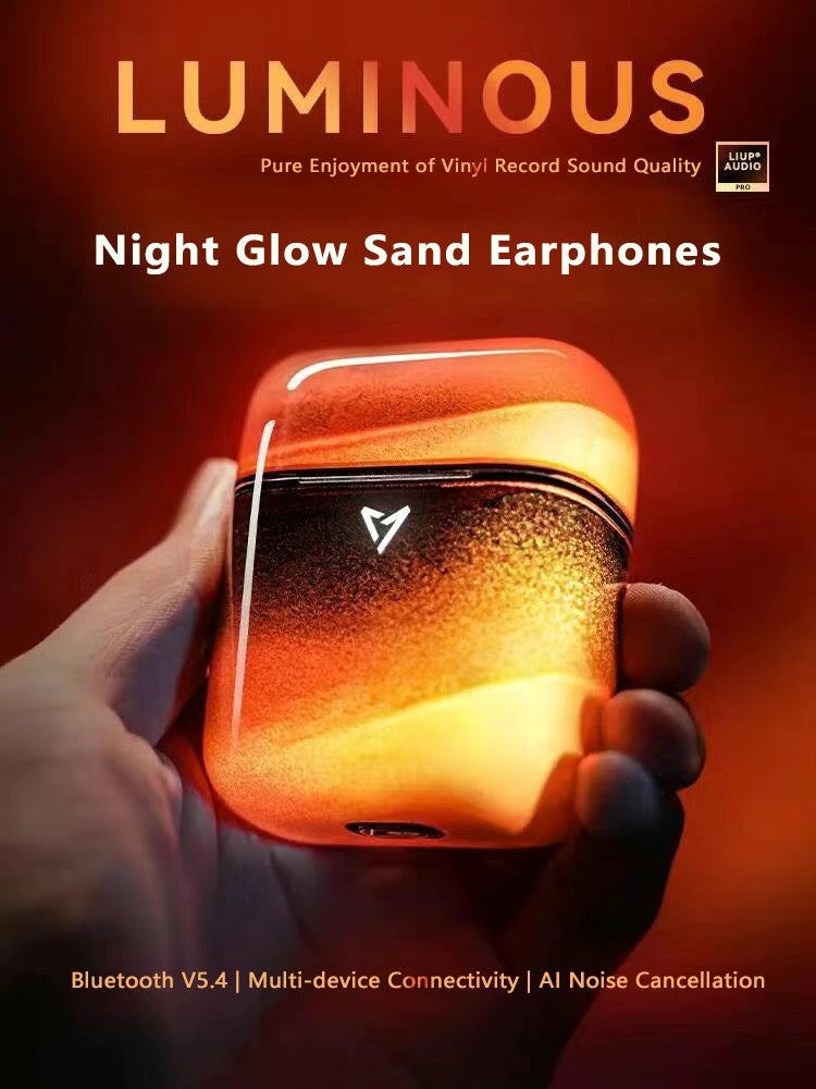 JoyWood NightGlow ANC Fluorescent Flowing Sand Zero-Delay Sports Gaming Bluetooth Earphones - Compatible with Apple & Android | Waterproof Design