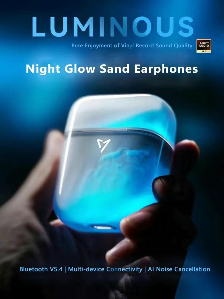 JoyWood NightGlow ANC Fluorescent Flowing Sand Zero-Delay Sports Gaming Bluetooth Earphones - Compatible with Apple & Android | Waterproof Design